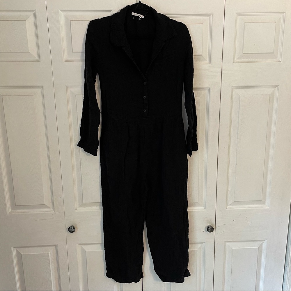 Lacausa 100% Cotton Black Long Sleeve Jumpsuit Extra Small